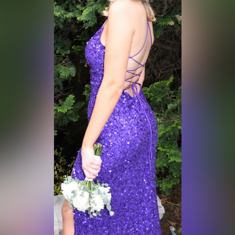 I am selling my prom dress! The color is dark purple with sparkles! - Picture 2 of 2
